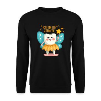Ich bin die Zahnfee Kostüm - Karneval Fasching - Unisex Pullover - Schwarz - Vorne - Alina (178cm) & Michal (187cm)