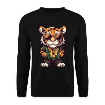 Tiger Comic Lustig Sommer - Unisex Pullover - Schwarz - Vorne - Alina (178cm) & Michal (187cm)