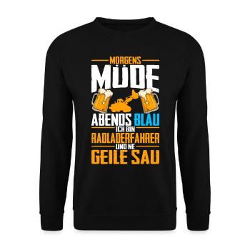 Radladerfahrer Spruch Geschenk Radlader Bagger Bau - Unisex Pullover - Schwarz - Vorne - Alina (178cm) & Michal (187cm)