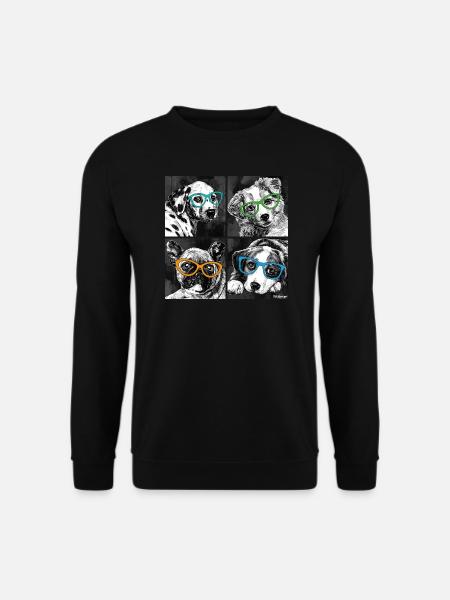 P.D. Moreno Hunde mit Brillen - Unisex Pullover - Schwarz
