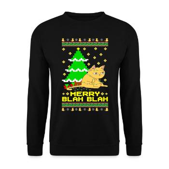 Merry Blah Blah Ugly Xmas - Unisex Sweatshirt - black - Front - Alina (178cm) & Michal (187cm)
