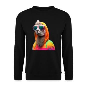 Llama with Sunglasses Colorful Cool Alpaca Llama - Unisex Sweatshirt - black - Front - Alina (178cm) & Michal (187cm)