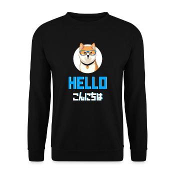 Cute Shiba Inu Dog wearing Glasses - Anime Shirt - Unisex Sweatshirt - black - Front - Alina (178cm) & Michal (187cm)