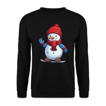 Lustiger Schneemann - Unisex Pullover - Schwarz - Vorne - Alina (178cm) & Michal (187cm)