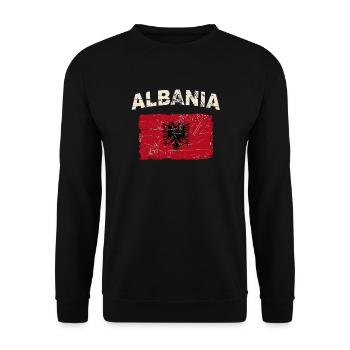 Albania Flag - Albanien Flagge - Unisex Pullover - Schwarz - Vorne - Alina (178cm) & Michal (187cm)
