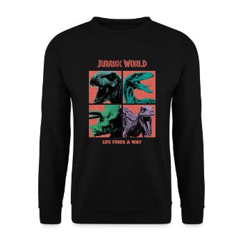 Jurassic World Life Finds A Way - Sweat-shirt Unisexe - noir - Devant - Alina (178cm) & Michal (187cm)