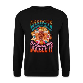 Carrots may improve Vision Alcohol will double it - Unisex Pullover - Schwarz - Vorne - Alina (178cm) & Michal (187cm)