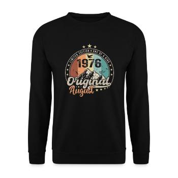 August 1976 Geburtstagsgeschenk August 1976 Jahrgang - Unisex Pullover - Schwarz - Vorne - Alina (178cm) & Michal (187cm)
