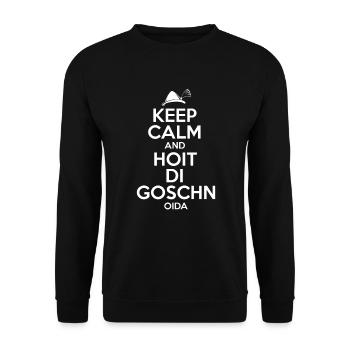 KEEP CALM AND HOIT DI GOSCHN - GESCHENK - SHIRT - Unisex Pullover - Schwarz - Vorne - Alina (178cm) & Michal (187cm)