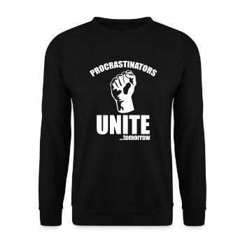 Prokrastinatoren vereinen morgen - Unisex Pullover - Schwarz - Vorne - Alina (178cm) & Michal (187cm)