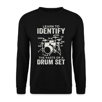 Parties d’une batterie Batteur Joueur de batterie Musicien - Sweat-shirt Unisexe - noir - Devant - Alina (178cm) & Michal (187cm)