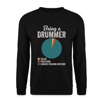 Être batteur percussion joueur de batterie musicien - Sweat-shirt Unisexe - noir - Devant - Alina (178cm) & Michal (187cm)