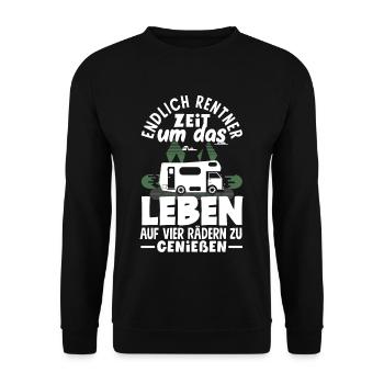 Endlich Rentner Zeit das Leben auf vier Rädern zu - Unisex Pullover - Schwarz - Vorne - Alina (178cm) & Michal (187cm)