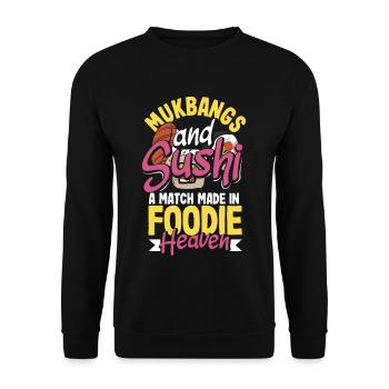 Mukbang and Sushi - Unisex Sweatshirt - black - Front - Alina (178cm) & Michal (187cm)