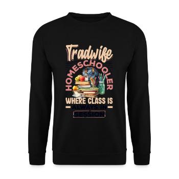 Classic Homeschool Mom Tradwife Homeschooling - Unisex Sweatshirt - black - Front - Alina (178cm) & Michal (187cm)