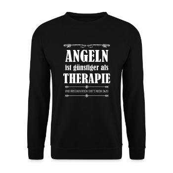 Angler Anglerin Hobbyangler Fischen Sprüche - Unisex Pullover - Schwarz - Vorne - Alina (178cm) & Michal (187cm)