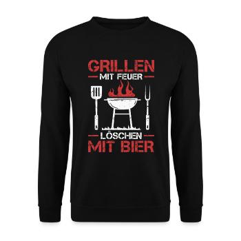 Griller BBQ Grill Grillmeister Grillen Grillparty - Unisex Pullover - Schwarz - Vorne - Alina (178cm) & Michal (187cm)