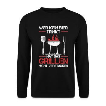 Griller BBQ Grill Grillmeister Grillen Grillparty - Unisex Pullover - Schwarz - Vorne - Alina (178cm) & Michal (187cm)