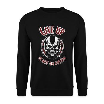 Giving up is not an option, saying with a skull - Unisex Sweatshirt - black - Front - Alina (178cm) & Michal (187cm)