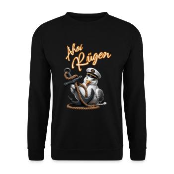 Ohé Rügen ! mouette drôle avec ancre - Sweat-shirt Unisexe - noir - Devant - Alina (178cm) & Michal (187cm)