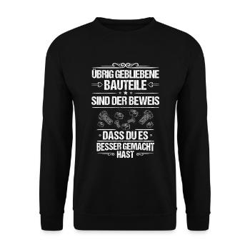 Mechaniker/Mechatroniker/Schrauber/Werkstatt/Teile - Unisex Pullover - Schwarz - Vorne - Alina (178cm) & Michal (187cm)