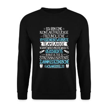 Zahnmedizinische Fachangestellte Zahnarzthelferin - Unisex Pullover - Schwarz - Vorne - Alina (178cm) & Michal (187cm)