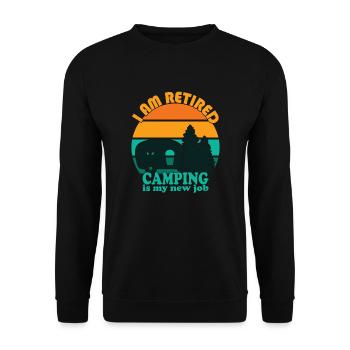Retro Retired Camping est mon nouveau travail - Sweat-shirt Unisexe - noir - Devant - Alina (178cm) & Michal (187cm)