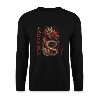 Nouvel An lunaire du Dragon 2024 - Sweat-shirt Unisexe - noir - Devant - Alina (178cm) & Michal (187cm)