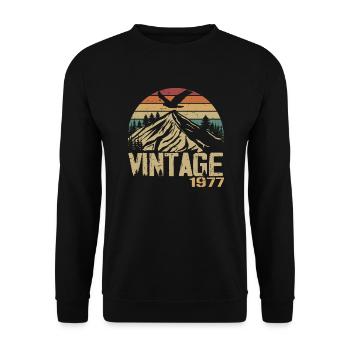 Vintage 1977 Cadeau Anniversaire 1977 Retro 1977 - Sweat-shirt Unisexe - noir - Devant - Alina (178cm) & Michal (187cm)