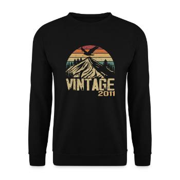 Vintage 2011 Cadeau Anniversaire 2011 Retro 2011 - Sweat-shirt Unisexe - noir - Devant - Alina (178cm) & Michal (187cm)