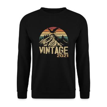 Vintage 2021 Retro 2021 Anniversary Gift - Unisex Sweatshirt - black - Front - Alina (178cm) & Michal (187cm)