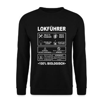Modelleisenbahn Dampflok Modellbau Zug Lok Spruch - Unisex Pullover - Schwarz - Vorne - Alina (178cm) & Michal (187cm)