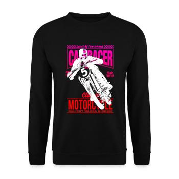 Motorrad Vintage Caferacer - Unisex Pullover - Schwarz - Vorne - Alina (178cm) & Michal (187cm)