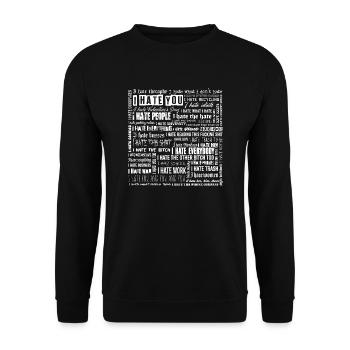I hate everybody - Unisex Pullover - Schwarz - Vorne - Alina (178cm) & Michal (187cm)