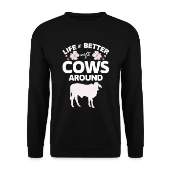 Vache Éleveur Bovins Nature - Sweat-shirt Unisexe - noir - Devant - Alina (178cm) & Michal (187cm)
