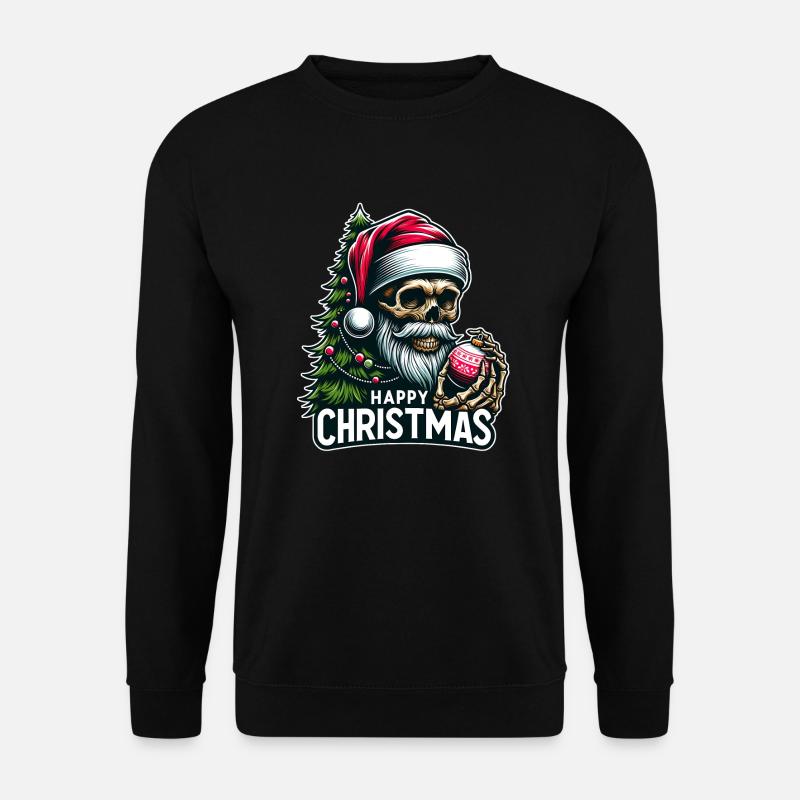 Weihnachtsmann Skull mit Christbaumkugel - Unisex Pullover - Schwarz