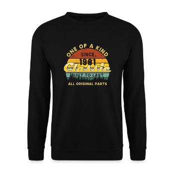 klassischer Jahrgang 1981, Geburtstagsgeschenke, 80er, - Unisex Pullover - Schwarz - Vorne - Alina (178cm) & Michal (187cm)