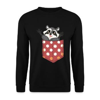 Trash Panda Süßes Geschenk Brusttasche Waschbär - Unisex Pullover - Schwarz - Vorne - Alina (178cm) & Michal (187cm)