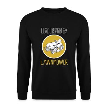 Rasenmäher Traktor mähen Gärtner Bauer Geschen - Unisex Pullover - Schwarz - Vorne - Alina (178cm) & Michal (187cm)