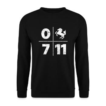 STUTTGART 0711 VORWAHL WAPPEN TSHIRT GRUNGE - Unisex Pullover - Schwarz - Vorne - Alina (178cm) & Michal (187cm)