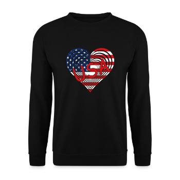 USA heart America Herz Amerika - Unisex Pullover - Schwarz - Vorne - Alina (178cm) & Michal (187cm)