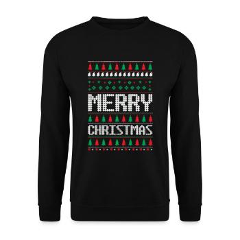 Frohe Liftmas Hässlicher Weihnachtspullover - Unisex Pullover - Schwarz - Vorne - Alina (178cm) & Michal (187cm)