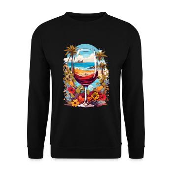 Verre de vin de plage - Sweat-shirt Unisexe - noir - Devant - Alina (178cm) & Michal (187cm)