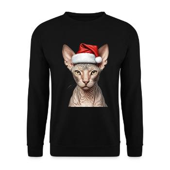Weihnachts-Sphynx-Katze - Unisex Pullover - Schwarz - Vorne - Alina (178cm) & Michal (187cm)