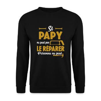 Si Papy Ne Peut Pas Le Réparer Personne Ne Peut - Sweat-shirt Unisexe - noir - Devant - Alina (178cm) & Michal (187cm)