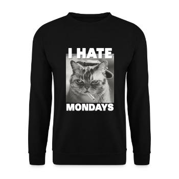 I hate mondays saying cat monday funny - Unisex Sweatshirt - black - Front - Alina (178cm) & Michal (187cm)