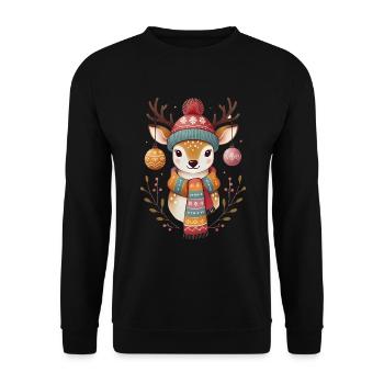 Festive Deer with Ornaments Scarf - Unisex Sweatshirt - black - Front - Alina (178cm) & Michal (187cm)