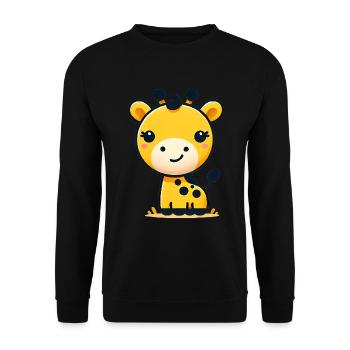 Adorable Cartoon Giraffe Kids TShirt - Unisex Sweatshirt - black - Front - Alina (178cm) & Michal (187cm)