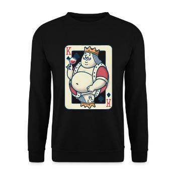 Drôle de roi de cœur buvant du vin - Sweat-shirt Unisexe - noir - Devant - Alina (178cm) & Michal (187cm)