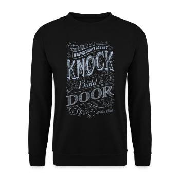 If Opportunity Doesn't Knock Build A Door - Unisex Sweatshirt - black - Front - Alina (178cm) & Michal (187cm)